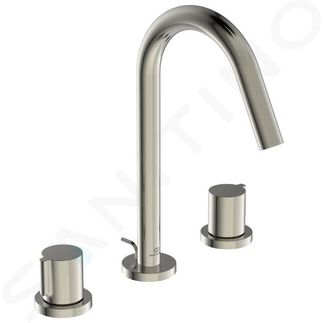 Ideal Standard Joy - Grifo de lavabo, 3 orificios, con desagüe, Silver Storm BC783GN