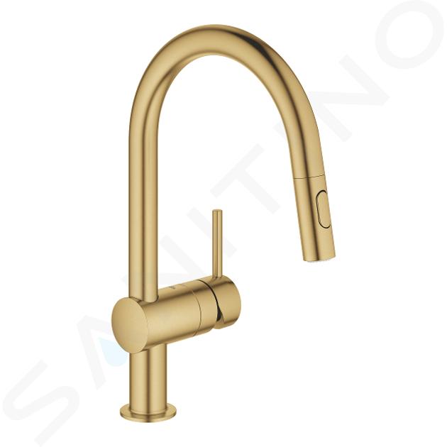 Grohe Minta - Baterie chiuvetă cu duș extensibil, Brushed Cool Sunrise 32321GN2