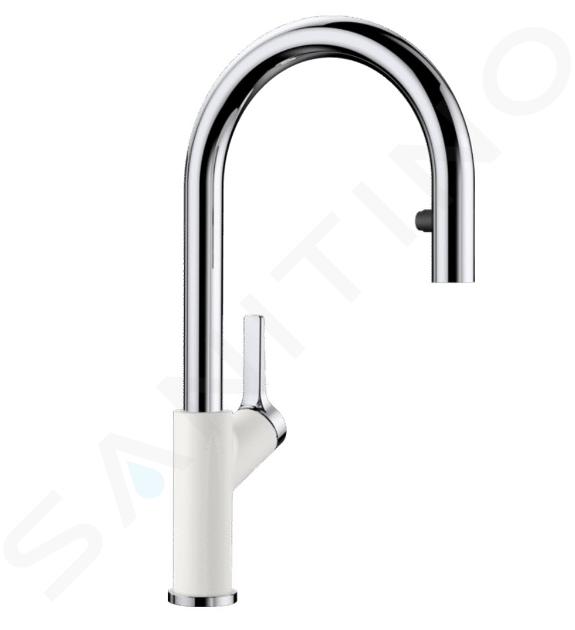 Blanco Carena S - Mitigeur d'évier avec bec extractible, blanc/chrome 521368