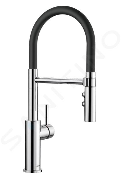 Blanco Catris S - Mitigeur d'évier avec bras flexible et douchette, noir / chrome 525791