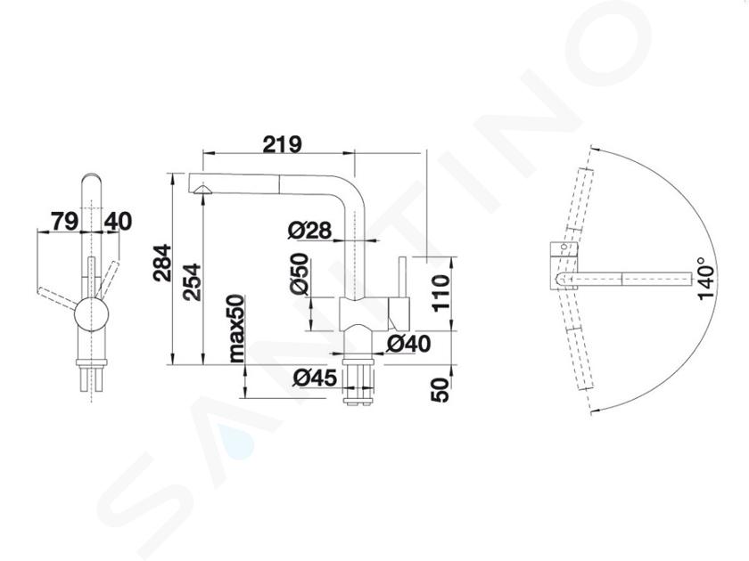 Fregadero Andano 450-U + Grifo Linus-S Negro Mate