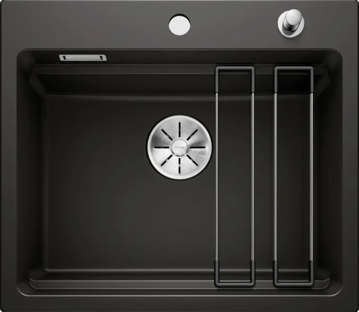 Blanco Etagon 6 - Kerámia mosogató, 584x510 mm, tartozékokkal, InFino, fekete 525162