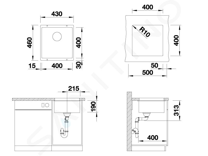 Pack Fregadero + Grifo Blanco SUBLINE 400-U silgranit. Para mueble de 50cm  - Maison de Luxe