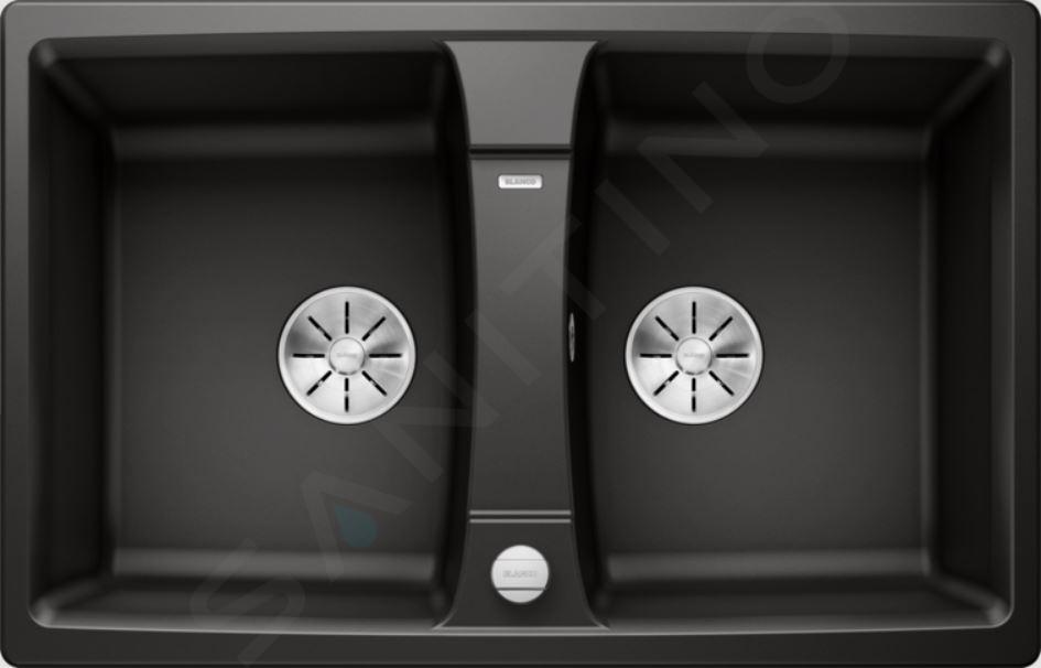 Blanco Lexa 8 - Chiuvetă silgranit, 78x50 cm, cu control al scurgere, neagră 525905