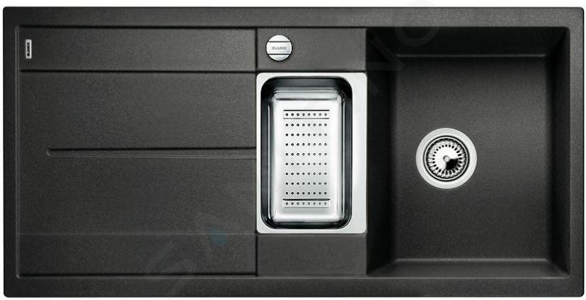 Blanco Metra 6 - Chiuvetă Silgranit, 990x490, cu control scurgere și accesorii, neagră 525929