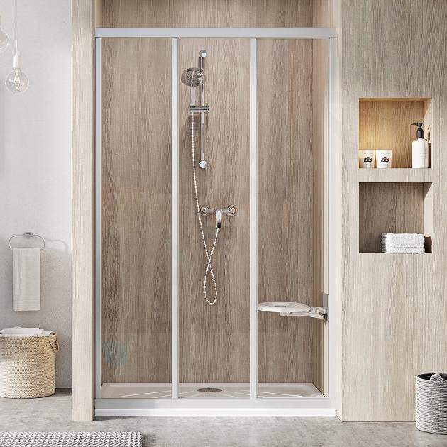 Ravak Supernova - Porte de douche en trois parties ASDP3-80, 77-81 cm, verre satiné/clair 00V40UR2Z1