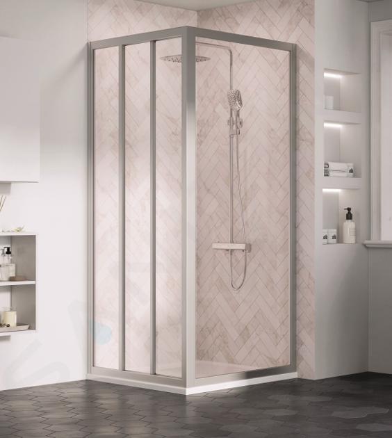 Ravak Supernova - Porte de douche en trois parties ASDP3-130, 127-131 cm, verre satiné/clair 00VJ0UR2Z1