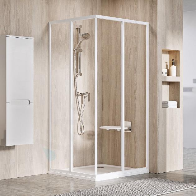 Ravak Supernova - Porte de douche SRV2-90 S, 87-89 cm, blanc/verre clair 14V701O2Z1