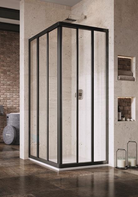 Ravak Supernova - Puerta de ducha ASRV3-75, 72-74 cm, negro/vidrio transparente 15V303R2Z1