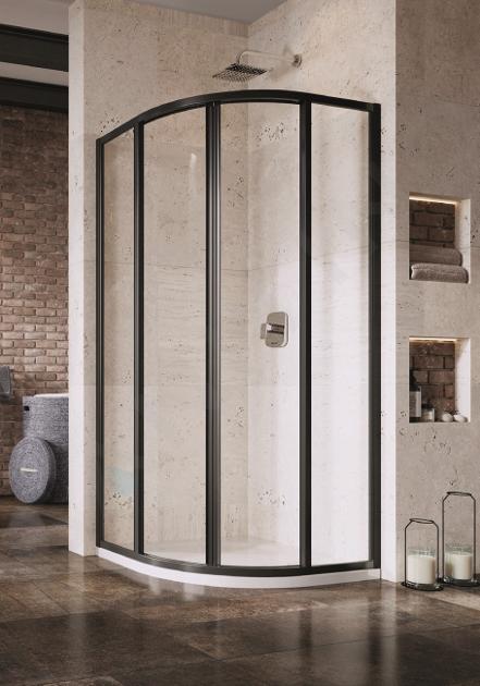 Ravak Supernova - Cabine de douche quart de rond en quatre parties SKCP4-80, 775-795 mm, noir/verre clair 3114O302Z1