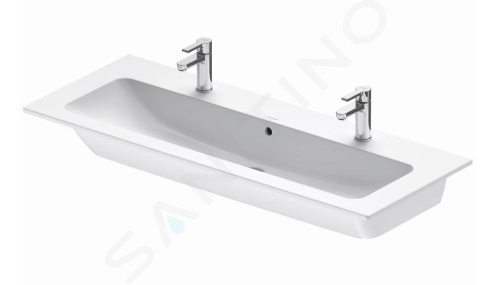 Duravit ME by Starck - Zlew meblowy podwójny 123x49 cm, 2 otwory na baterie, biały mat 2361123224