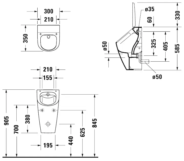 Duravit ME Urinal Deckel Weiß - Mit Absenkautomatik & Chrom Scharnieren