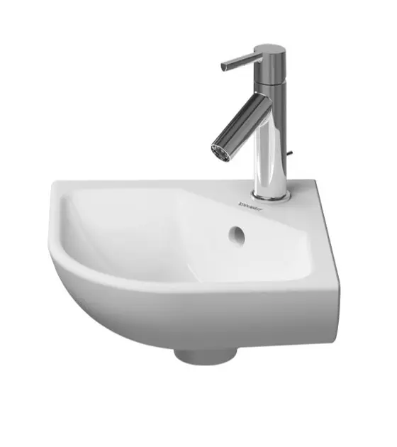 Duravit ME by Starck - Lave-mains d'angle 430x380 mm, avec 1 trou pour robinetterie, blanc mat 0722433200