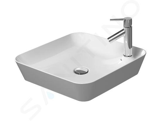 Duravit Cape Cod - Umývadlo na dosku, 46x46 cm, bez prepadu, s otvorom na batériu, DuraCeram, WonderGliss, biela 23404600001