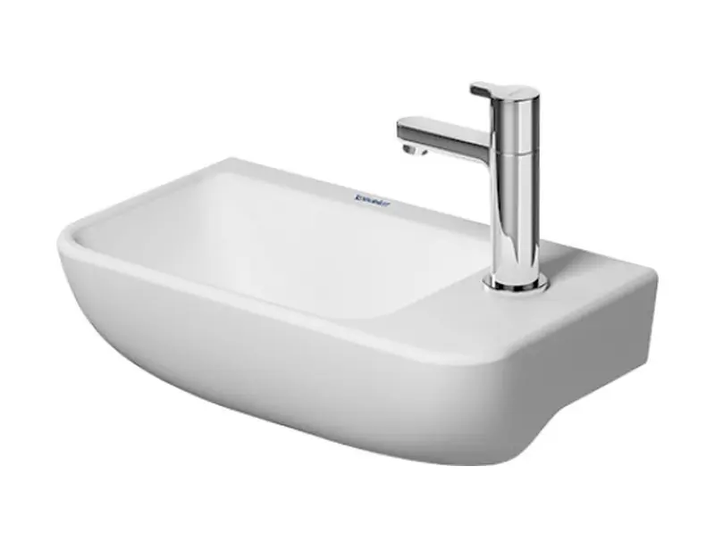 Duravit ME by Starck - Lave-mains 400x220 mm, 1 trou pour robinetterie à droite, avec WonderGliss, blanc mat 07174032001