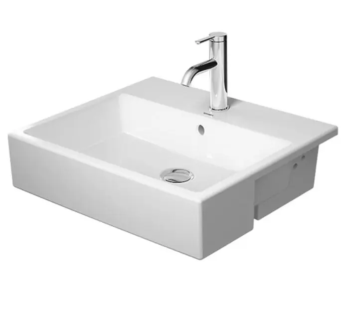 Duravit Vero Air - Lavabo semiencastrable 550x470 mm, con rebosadero, con orificio para grifo, WonderGliss, blanco 03825500001