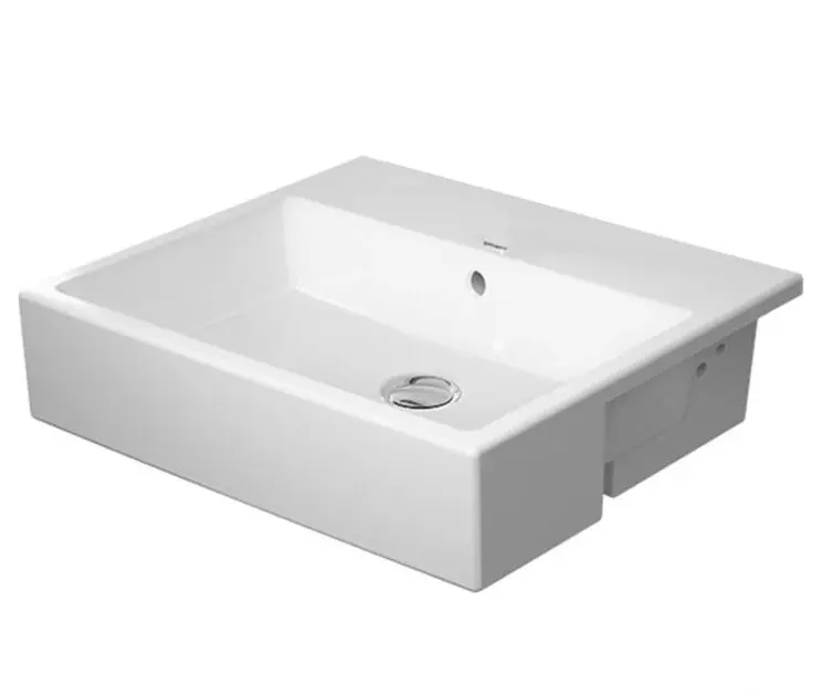 Duravit Vero Air - Lavabo semiencastrable 550x470 mm, con rebosadero, sin orificio para grifo, WonderGliss, blanco 03825500601