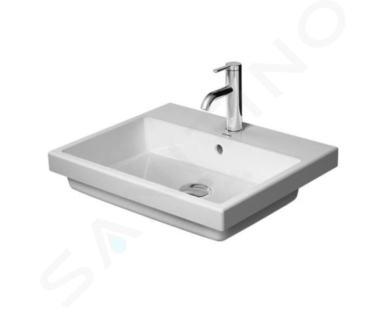 Duravit Vero Air - Zlew do zabudowy 55x46 cm z przelewem, otworem na baterię, WonderGliss, biały 03835500001