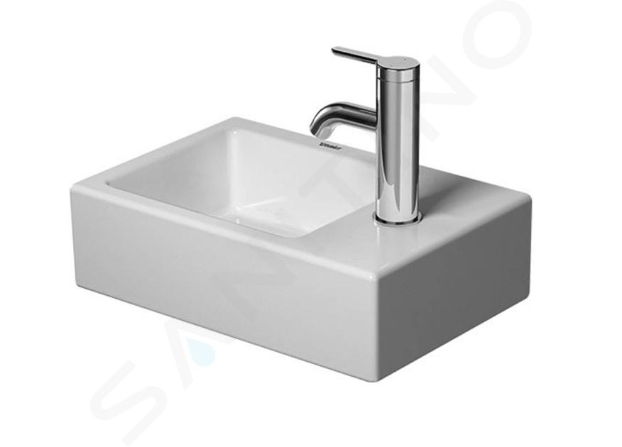 Duravit Vero Air - Lavamanos 380x250 mm, sin rebosadero, con orificio para grifo a la derecha, WonderGliss, blanco 07243800001