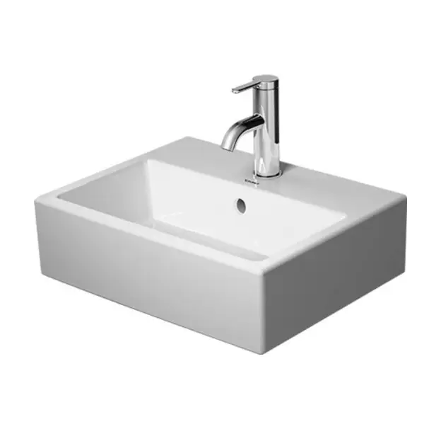 Levně Duravit Vero Air - Umývátko 45x35 cm, s přepadem, otvor pro baterii, WonderGliss, bílá 07244500001