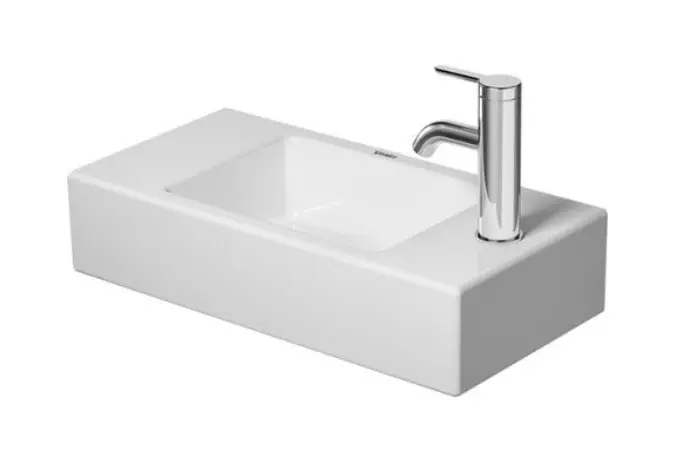 Duravit Vero Air - Lavamani 500x250 mm, senza troppopieno, con foro per miscelatore a dx, WonderGliss, bianco 07245000081