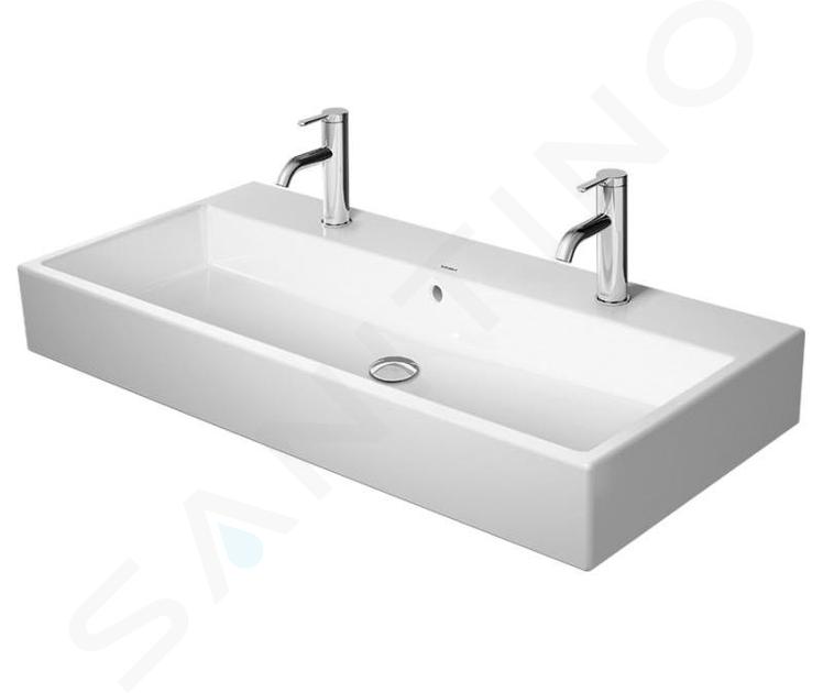 Duravit Vero Air - Zlew podwójny 100x47 cm z przelewem, z otworami na baterie, kolor biały 2350100024