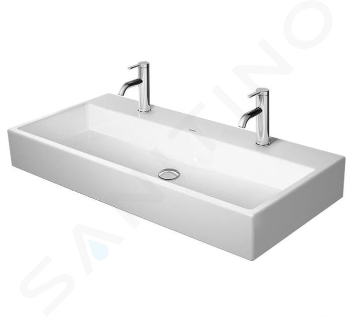 Duravit Vero Air - Meuble-lavabo double 100x47 cm, sans trop-plein, avec trou pour robinetterie, WonderGliss, blanc 23501000721