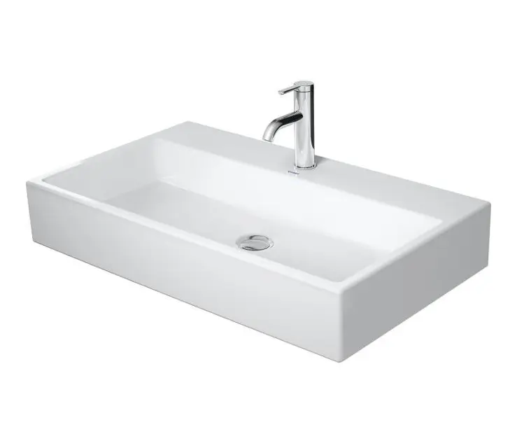 Duravit Vero Air - Lavabo da mobile 80x47 cm, senza troppopieno, con foro per miscelatore, WonderGliss, bianco 23508000711