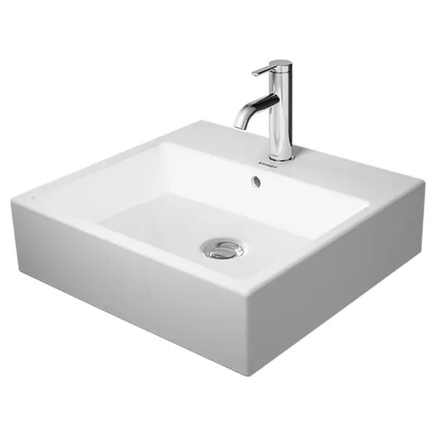 Duravit Vero Air - Lavabo da appoggio 500x470 mm, con troppopieno, con foro per miscelatore, WonderGliss, bianco 23525000001