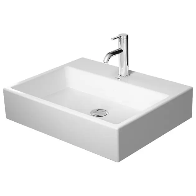 Duravit Vero Air - Cuenco de lavabo 600x470 mm, sin rebosadero, con orificio para grifo, WonderGliss, blanco 23526000411