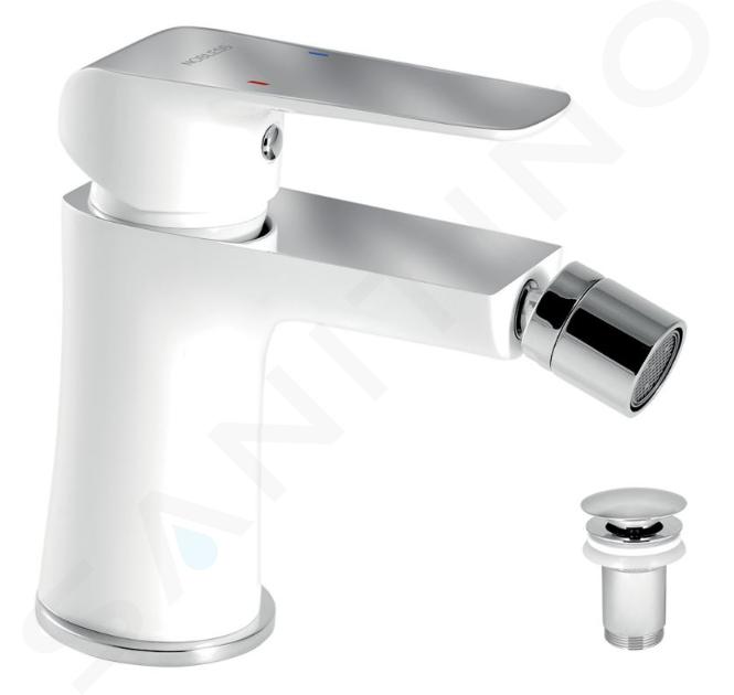 Novaservis Nobless Tina - Miscelatore da bidet con sistema di scarico, bianco/cromo 38011,1