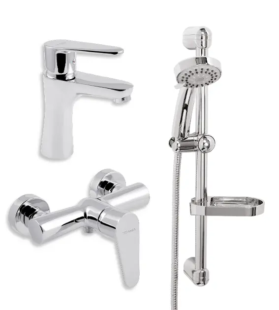 Novaservis Titania Fresh - Set de mitigeur de lavabo et de baignoire avec accessoires, chrome SADA96061