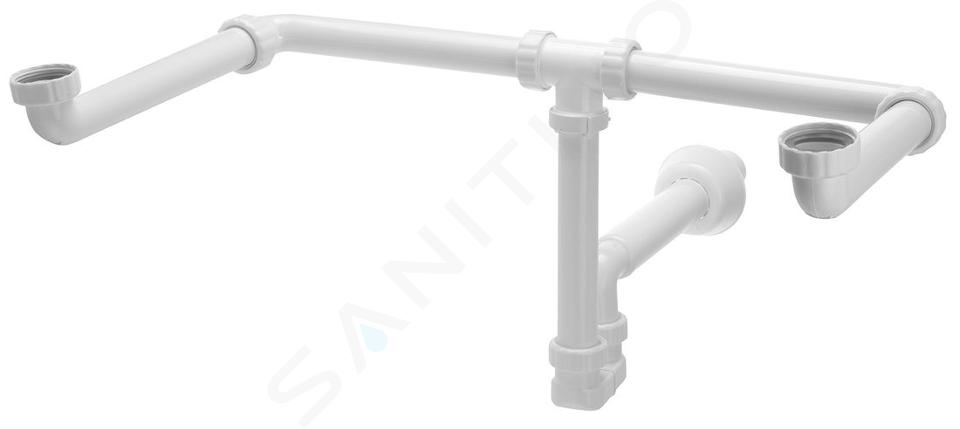 Bruckner Accesorios - Sifón Mosquito para lavabo doble, 1 1/4, desagüe 40 mm, blanco 151.130.0