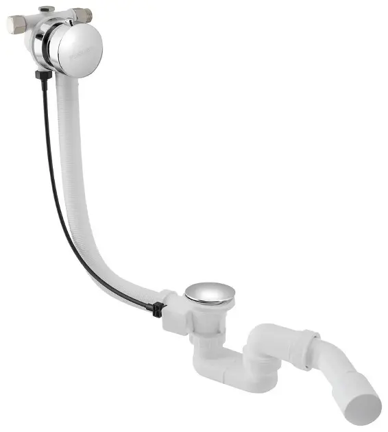 Bruckner - Afløbs- og overløbssæt til badekar, med påfyldningsventil, bowdenledning 550 mm, forkromet 164.255.1