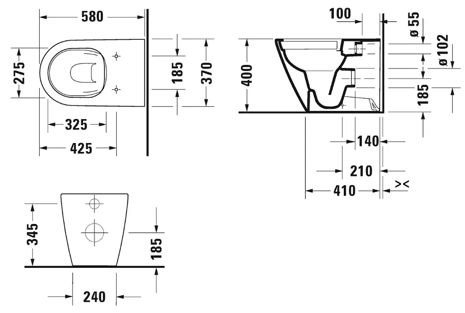 Desagüe de plato de ducha Duravit Sustano, salida horizontal, altura de  barrera de agua 5