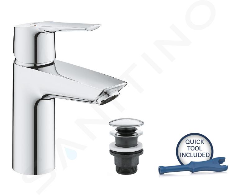 Grohe QuickFix Start - Wastafelkraan met Push-Open afvoerplug, chroom 23550002