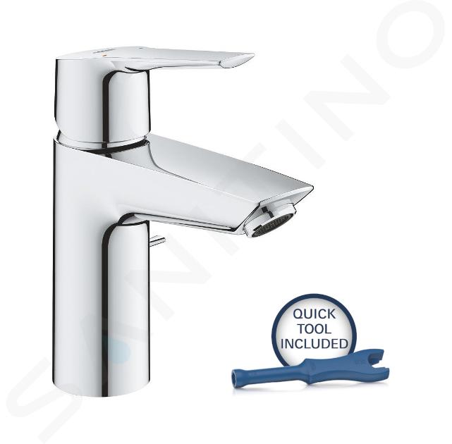 Grohe QuickFix Start - Miscelatore da lavabo con sistema di scarico, avvio e freddo, cromo 31137002