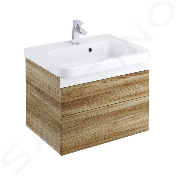 Ravak 10° - Mobile lavabo SD II, 55x45x45 cm, 2 cassetti, noce scuro/bianco lucido X000001285