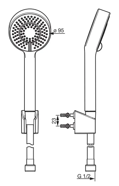 Hansa Basicjet - Conjunto de alcachofa ducha, 1 chorro, soporte