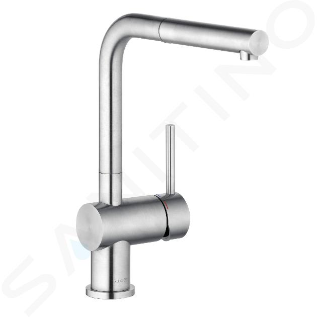 Kludi L Steel - Mitigeur d'évier avec bec extractible, inox brossé 45851F877