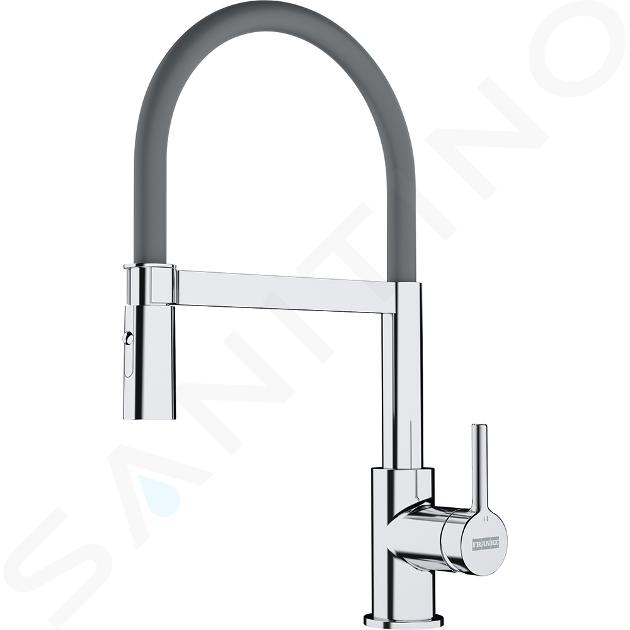 Franke Lina - Miscelatore da lavello FC 6087.031 con braccio do erogazione flessibile, cromo/grigio 115.0626.087