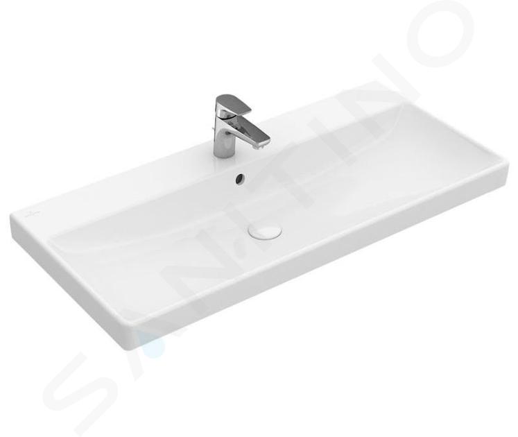 Villeroy & Boch Avento - Möbelwaschtisch 800x470 mm, mit Überlauf, mit Hahnloch, CeramisPlus, Stone White 415680RW