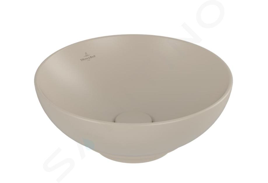 Villeroy & Boch Loop&Friends - Lavabo da appoggio, diametro 38 cm, con troppopieno, CeramicPlus, Almond 4A4500AM
