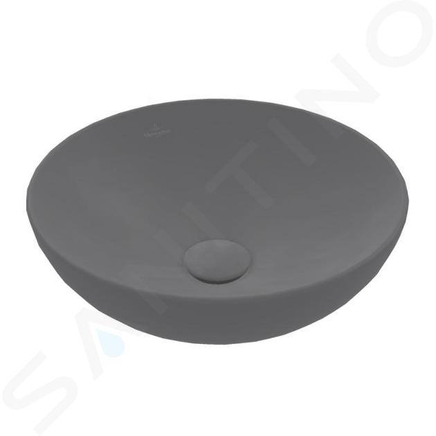 Villeroy & Boch Loop&Friends - Lavabo da appoggio, diametro 38 cm, senza troppopieno, CeramicPlus, Graphite 4A4501i4