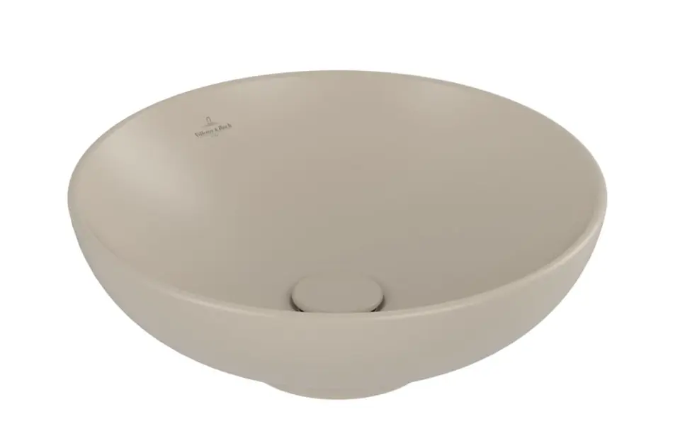 Villeroy & Boch Loop&Friends - Opzetwastafel, diameter 42 cm, met overloop, CeramicPlus, Almond 4A4600AM