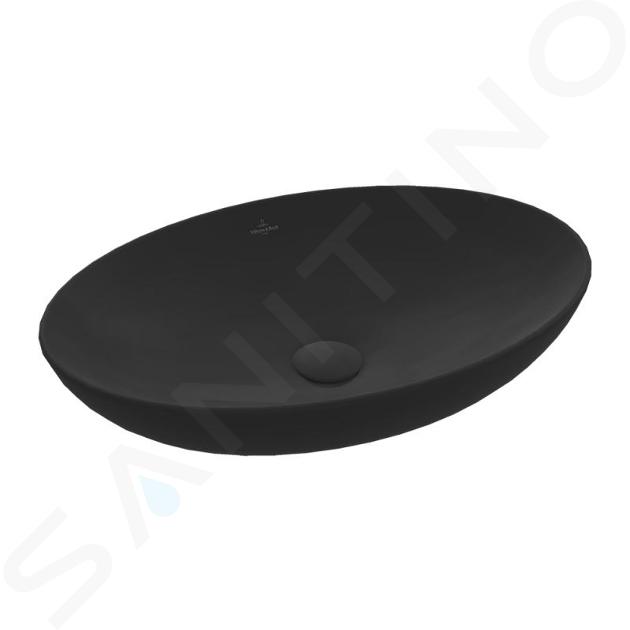 Villeroy & Boch Loop&Friends - Opzetwastafel, 560x380 mm, zonder overloop, CeramicPlus, Ebony 4A4701S5