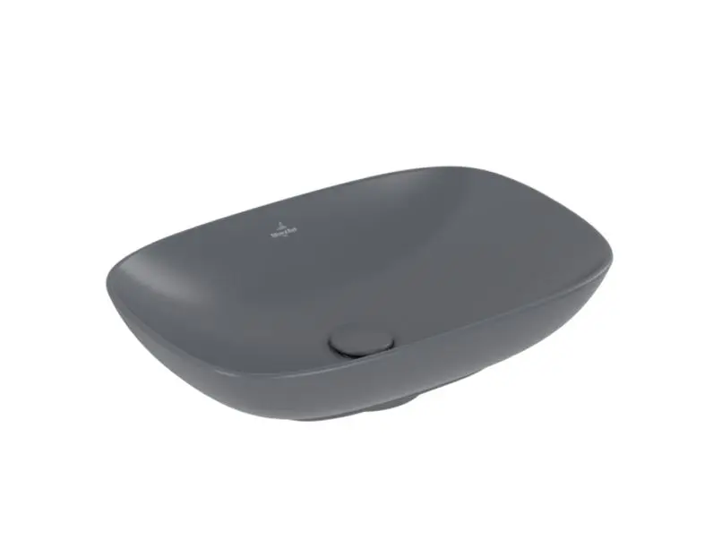 Villeroy & Boch Loop&Friends - Lavabo da appoggio, 56x38 cm, con troppopieno, CeramicPlus, Graphite 4A4900i4