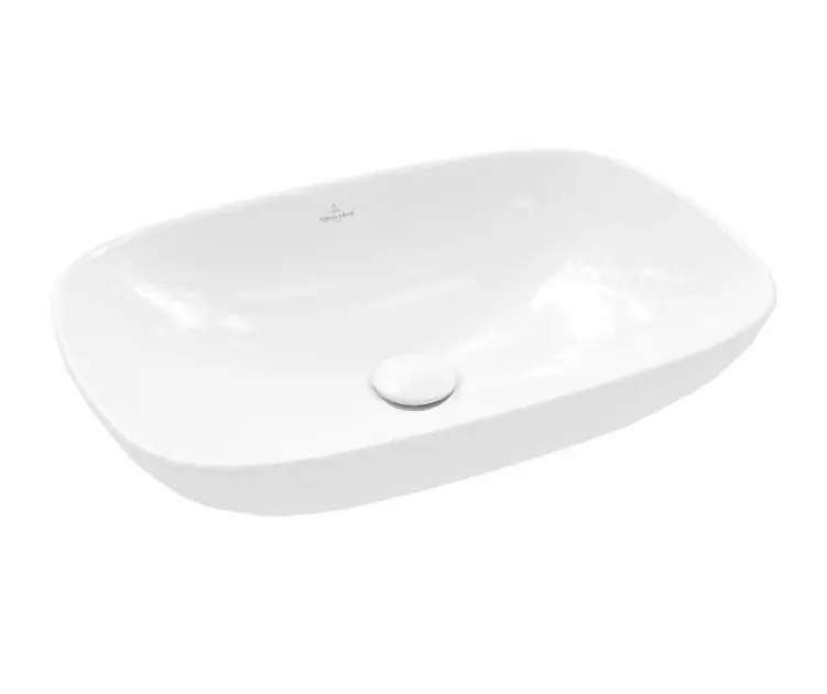 Villeroy & Boch Loop&Friends - Lavabo da appoggio, 56x38 cm, con troppopieno, CeramicPlus, Stone White 4A4900RW