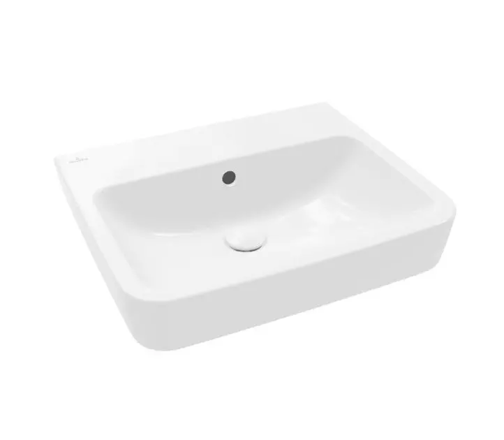 Villeroy & Boch O.novo - Lavabo 550x460 mm, con troppopieno, senza foro per miscelatore, CeramicPlus, bianco alpino 4A4157R1