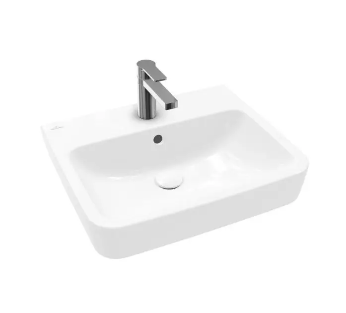 Levně Villeroy & Boch O.novo - Umyvadlo 55x46 cm, s přepadem, otvor pro baterii, AntiBac, CeramicPlus, alpská bílá 4A4155T2